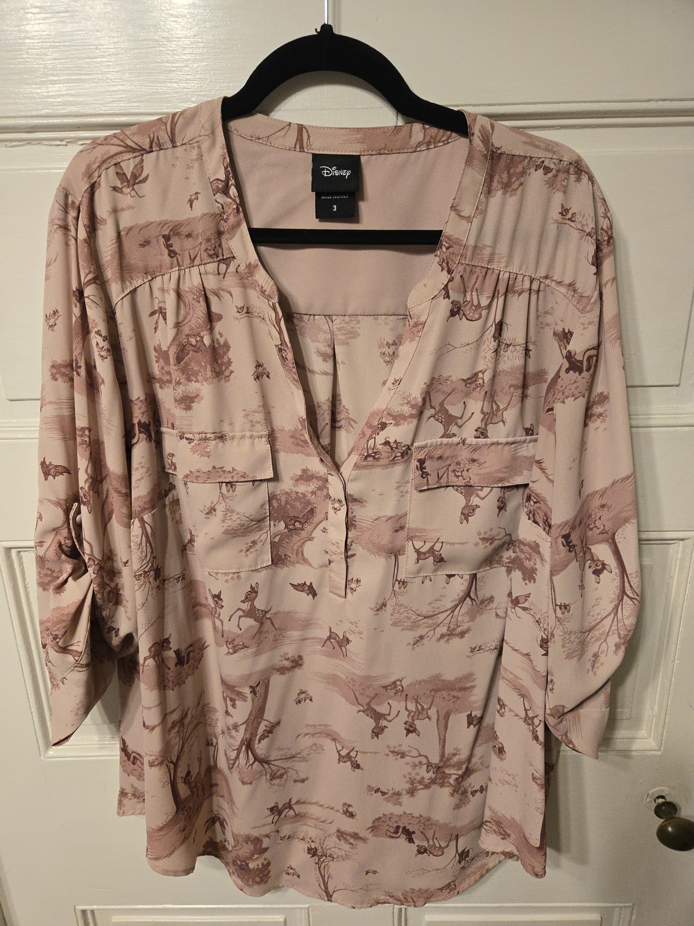 Torrid Disney Bambi Light Pink Printed V-Neck Harper Size 3 Plus - Picture 2 of 6